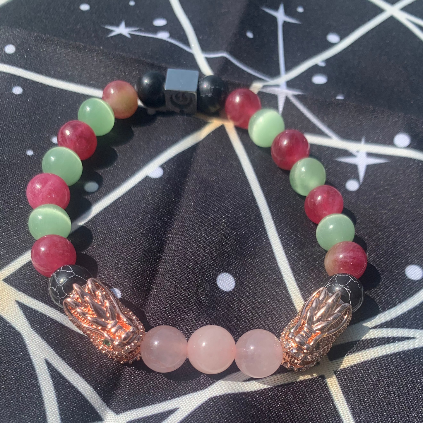 Rose jade dragon bracelet