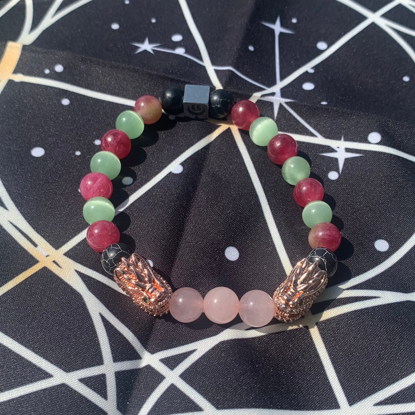 Rose jade dragon bracelet