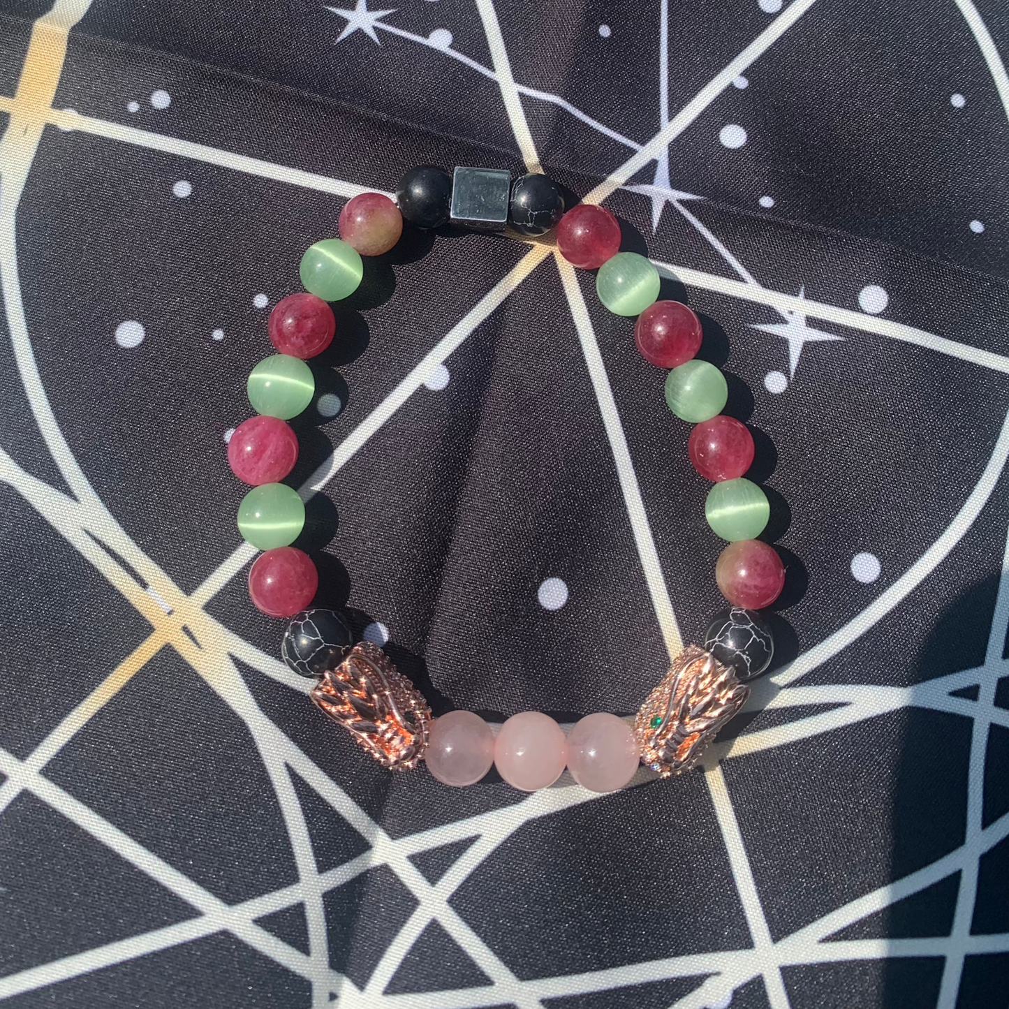 Rose jade dragon bracelet