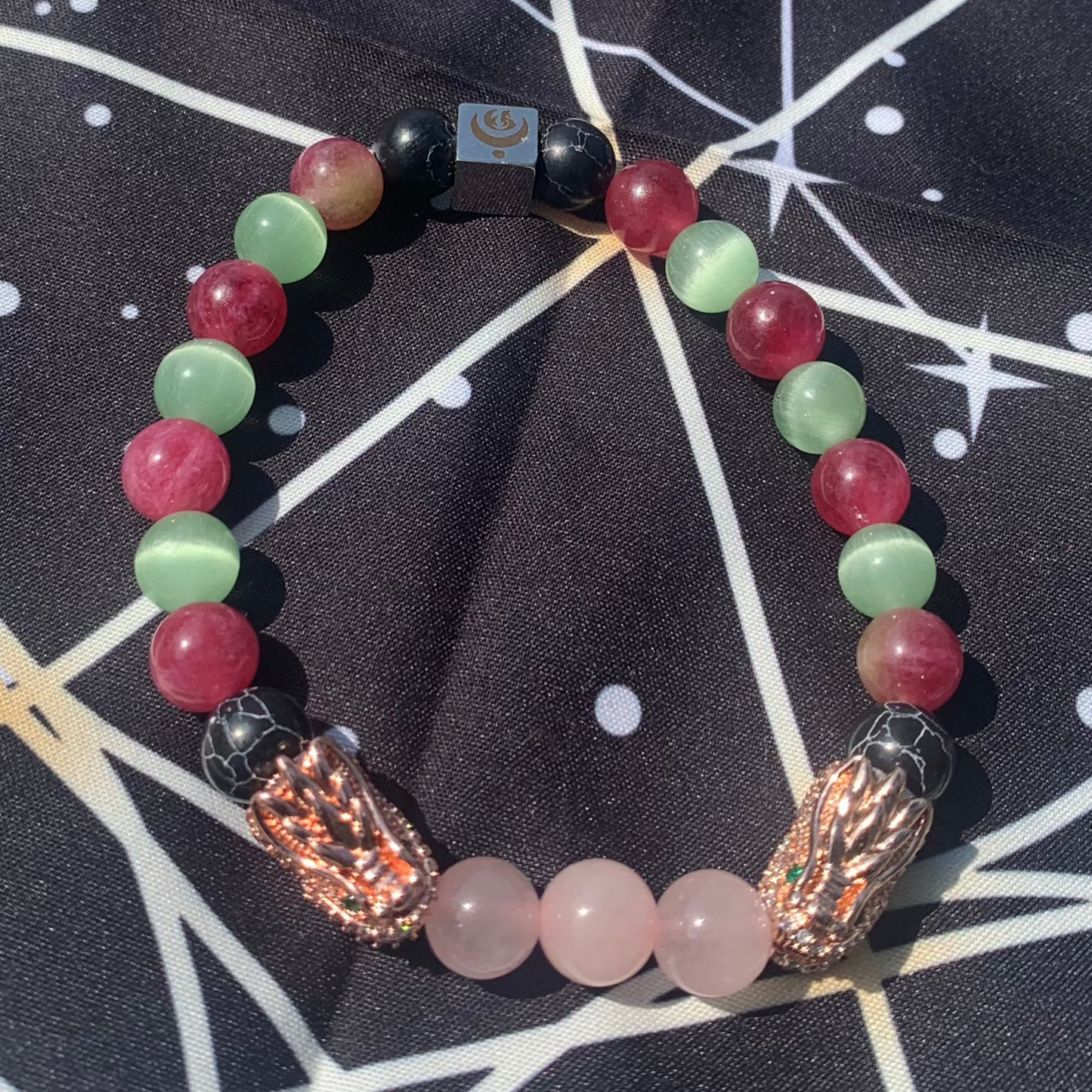 Rose jade dragon bracelet